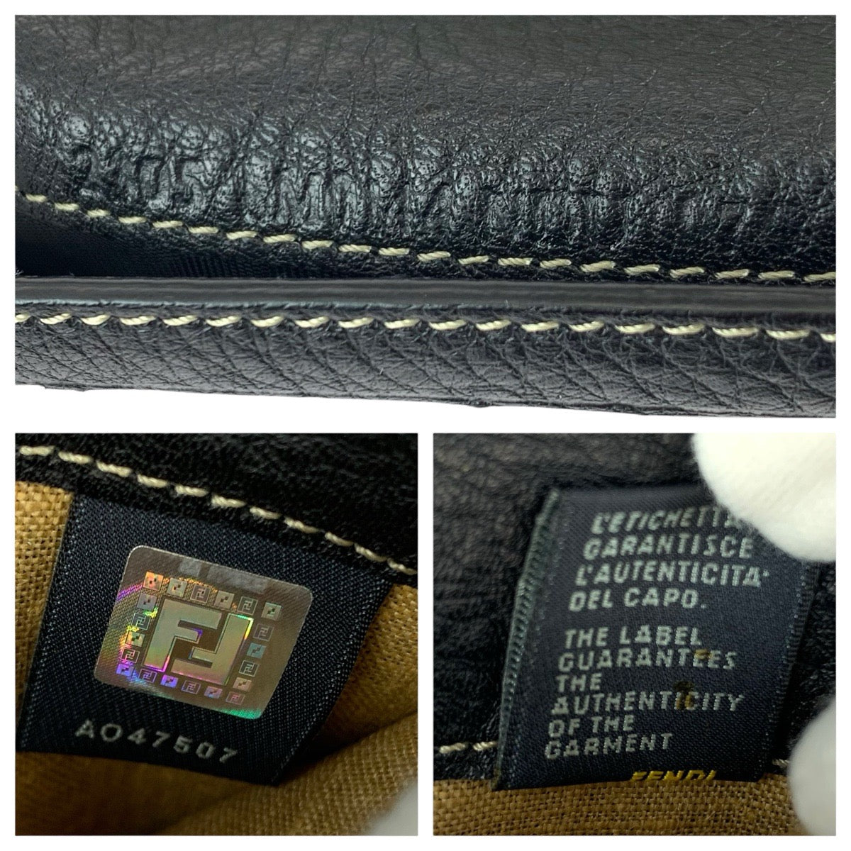 23075
FENDI フェンディ セレリア ブラック 黒 シルバー金具 レザー 8M0144 長財布 折財布 ロングウォレット メンズ A21