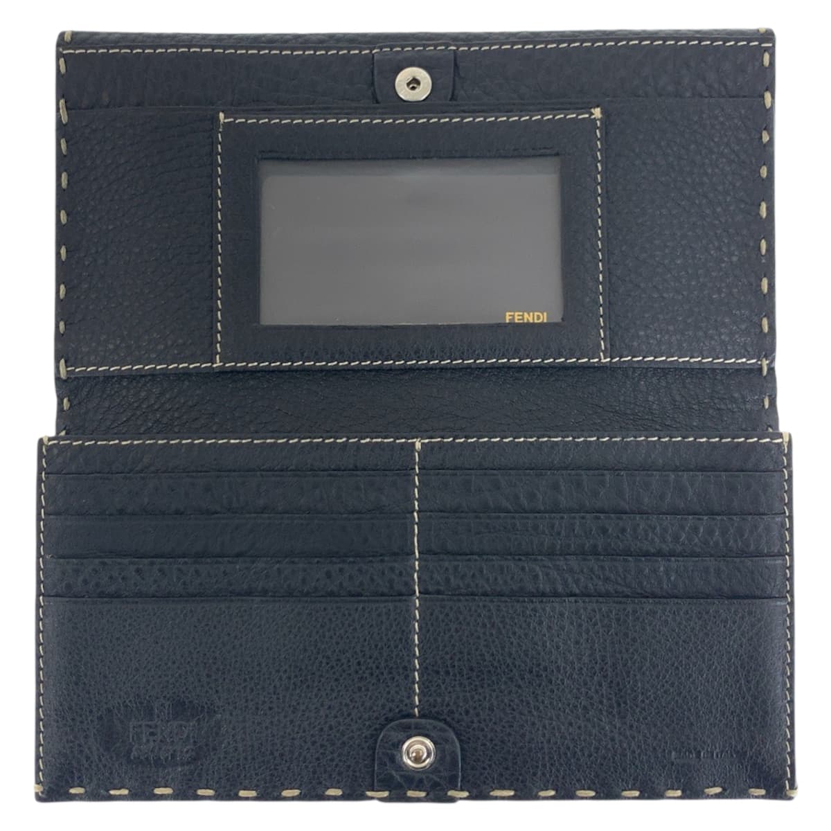 23075
FENDI フェンディ セレリア ブラック 黒 シルバー金具 レザー 8M0144 長財布 折財布 ロングウォレット メンズ A21