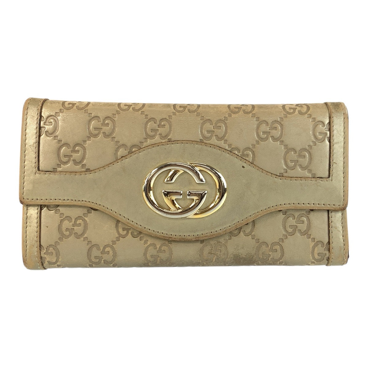 23076
GUCCI Gucci Guccissima Interlocking G Gold Leather 282434 Long Wallet Women's B5