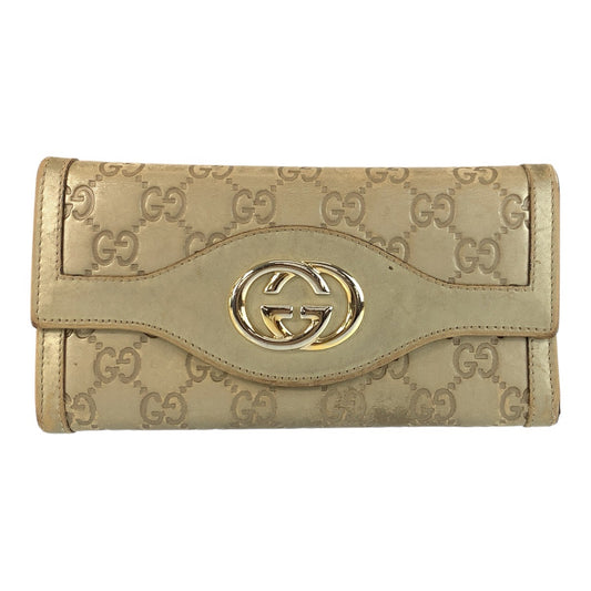 23076
GUCCI グッチ グッチシマ インターロッキングG ゴールド レザー 282434 長財布 ロングウォレット レディース B5