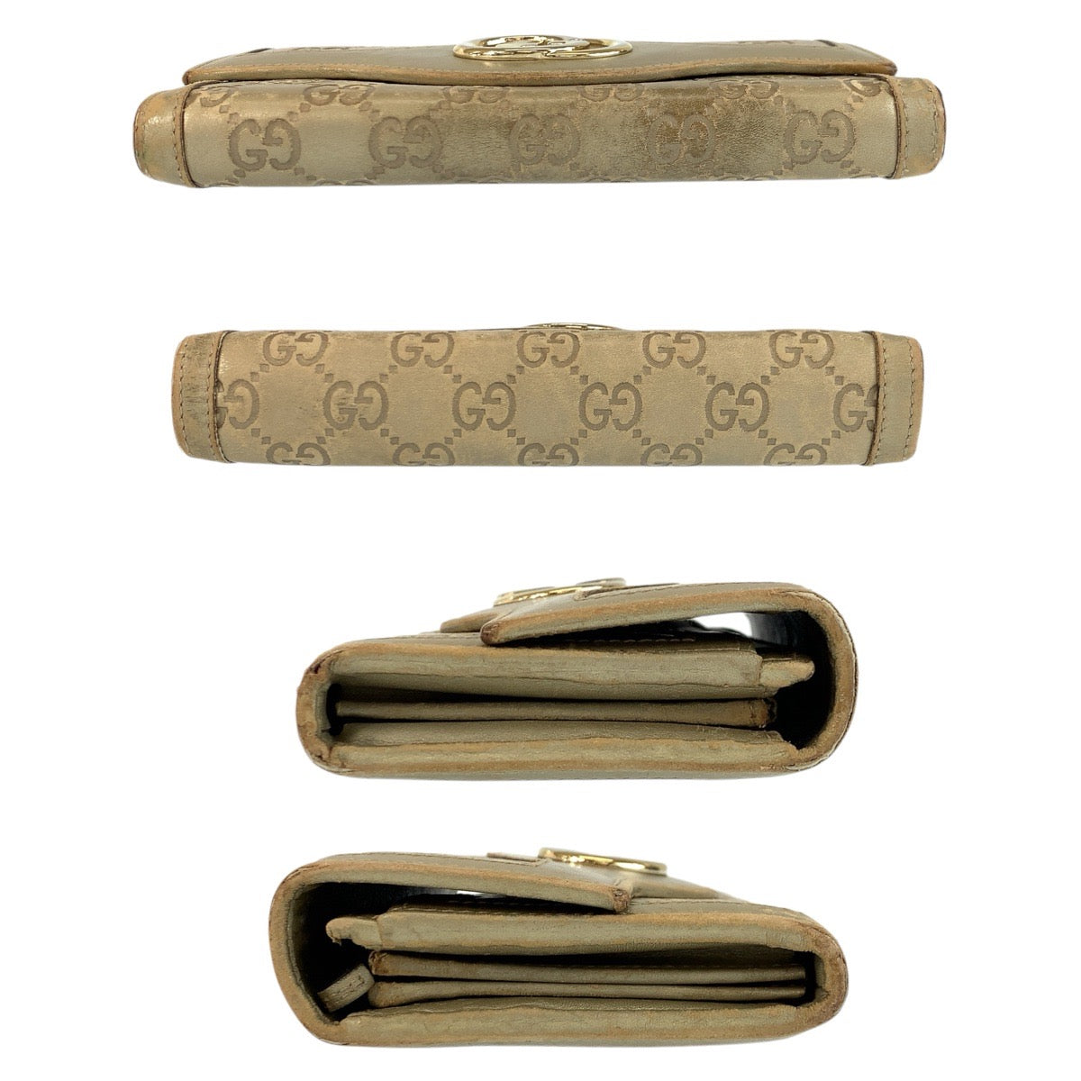 23076
GUCCI Gucci Guccissima Interlocking G Gold Leather 282434 Long Wallet Women's B5