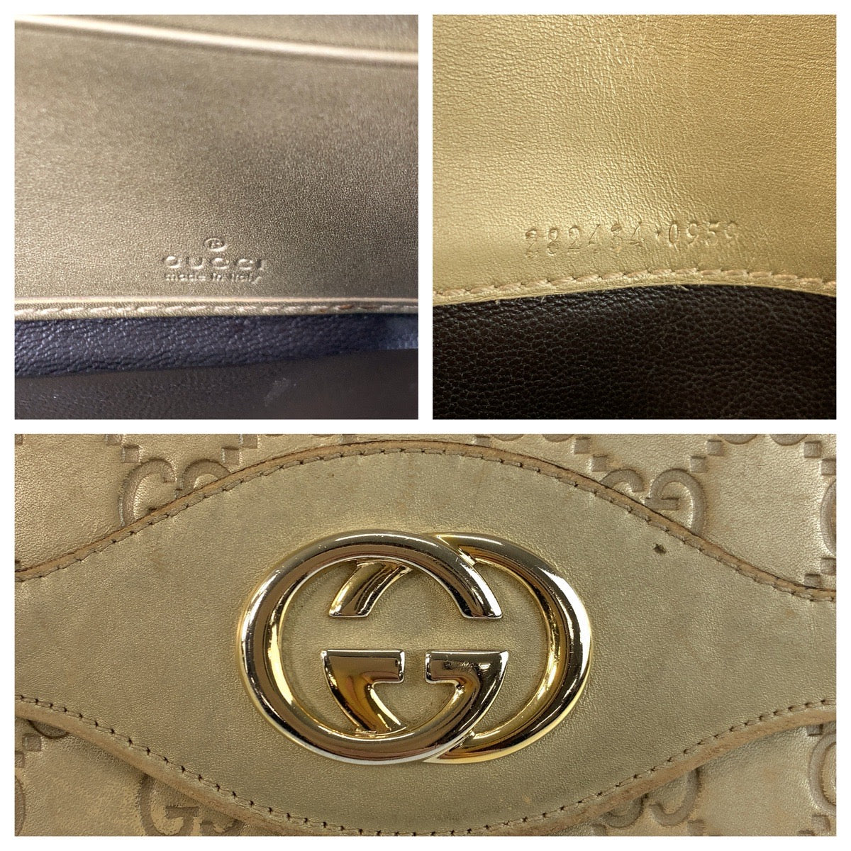 23076
GUCCI Gucci Guccissima Interlocking G Gold Leather 282434 Long Wallet Women's B5