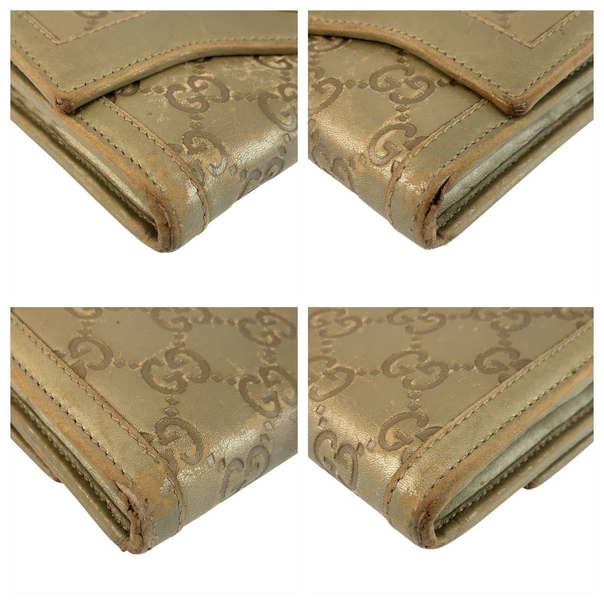23076
GUCCI Gucci Guccissima Interlocking G Gold Leather 282434 Long Wallet Women's B5