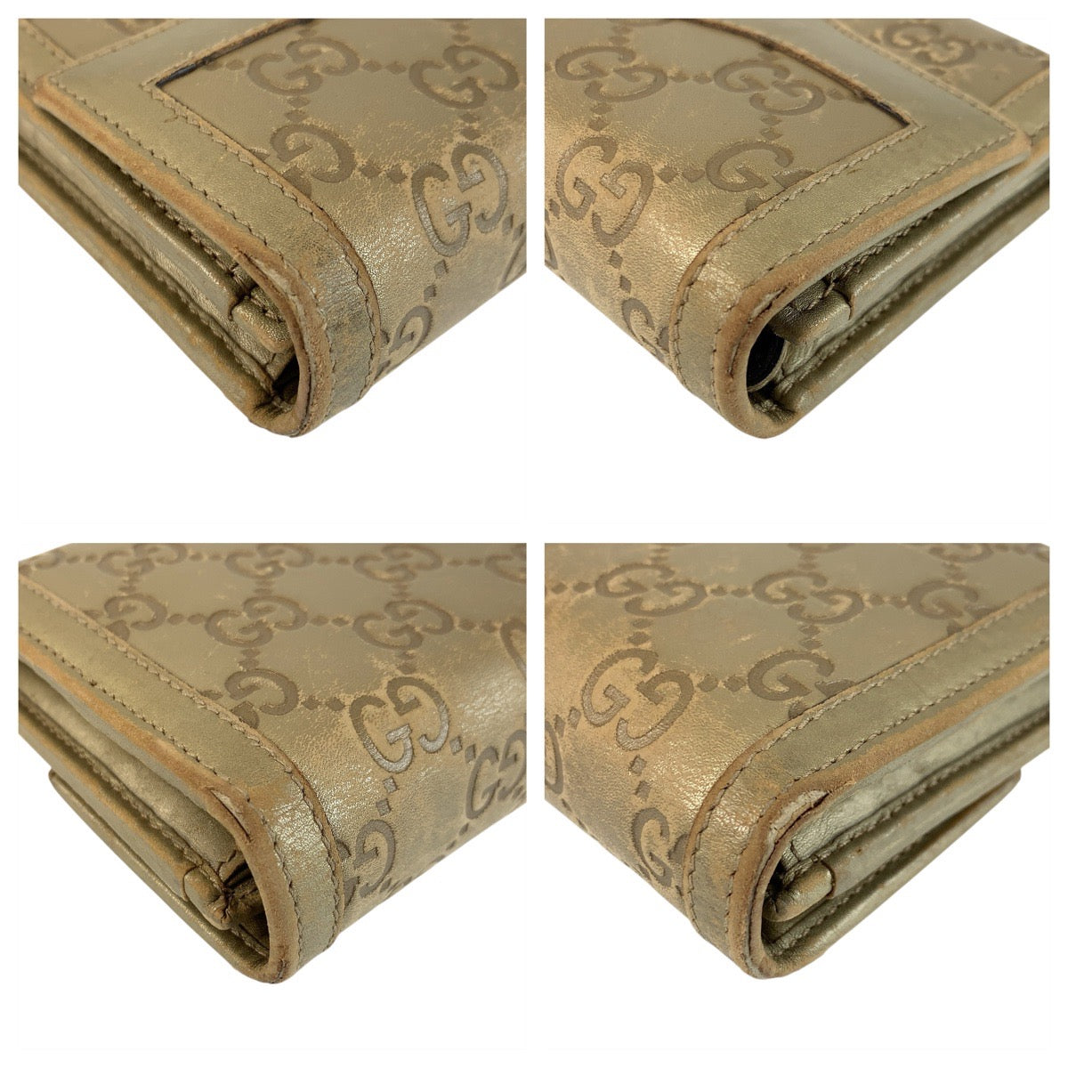 23076
GUCCI Gucci Guccissima Interlocking G Gold Leather 282434 Long Wallet Women's B5