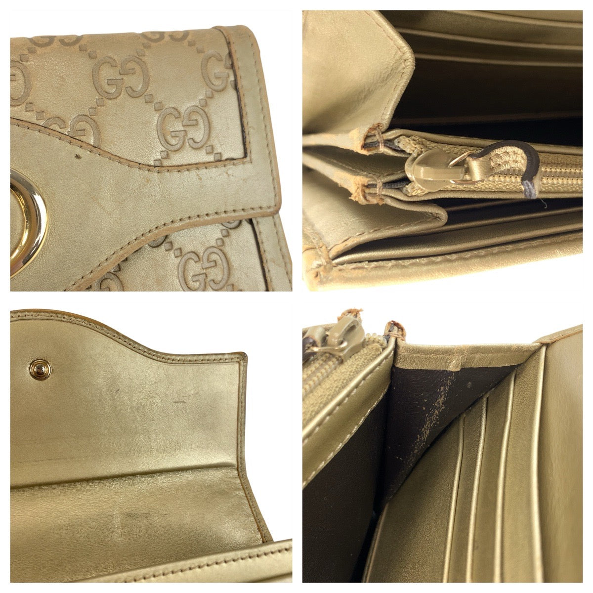 23076
GUCCI Gucci Guccissima Interlocking G Gold Leather 282434 Long Wallet Women's B5