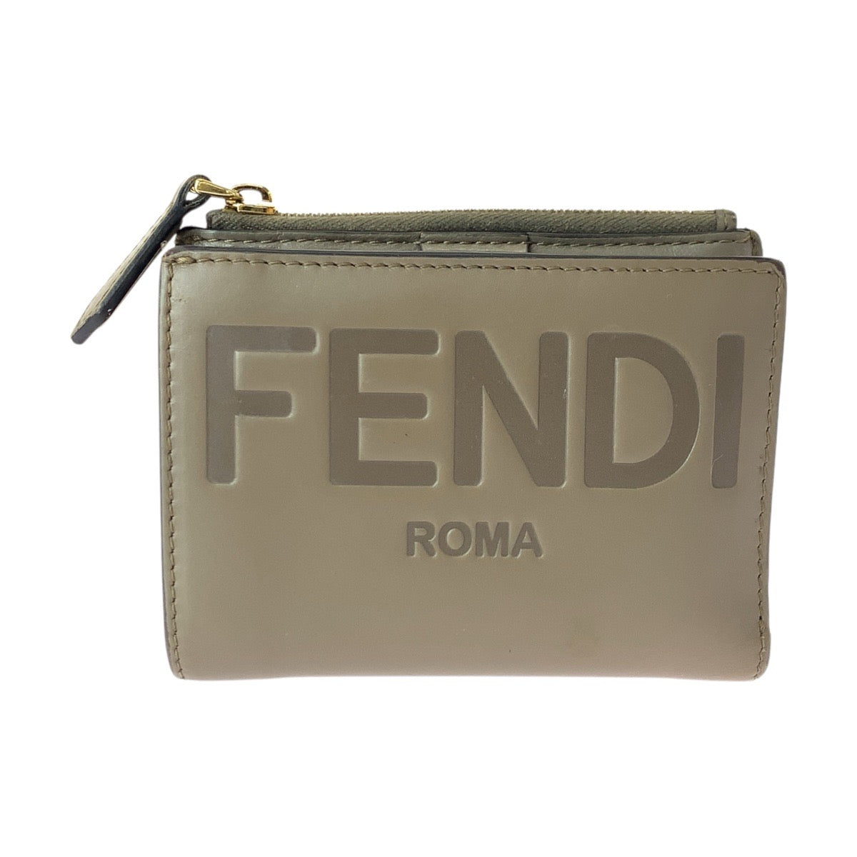 23081
FENDI フェンディ ローマ ベージュ ゴールド金具 レザー 8M0477-AAYZ-2198210 折り財布 コンパクトウォレット レディース ABP35