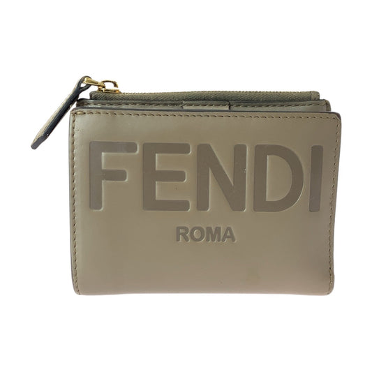 23081
FENDI フェンディ ローマ ベージュ ゴールド金具 レザー 8M0477-AAYZ-2198210 折り財布 コンパクトウォレット レディース ABP35