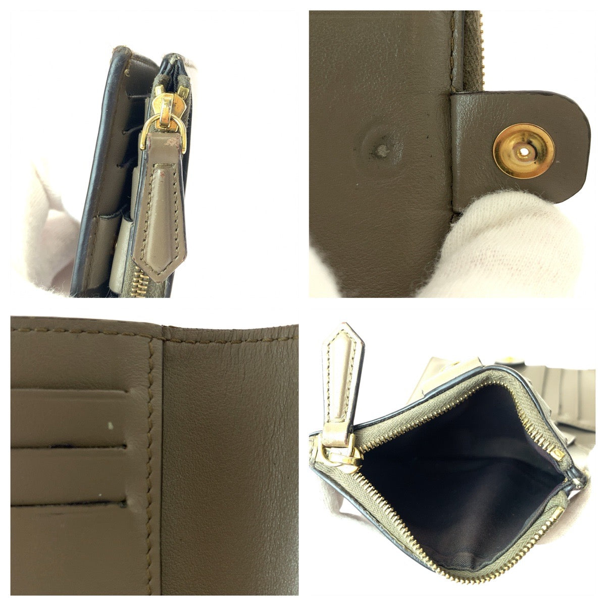 23081
FENDI フェンディ ローマ ベージュ ゴールド金具 レザー 8M0477-AAYZ-2198210 折り財布 コンパクトウォレット レディース ABP35