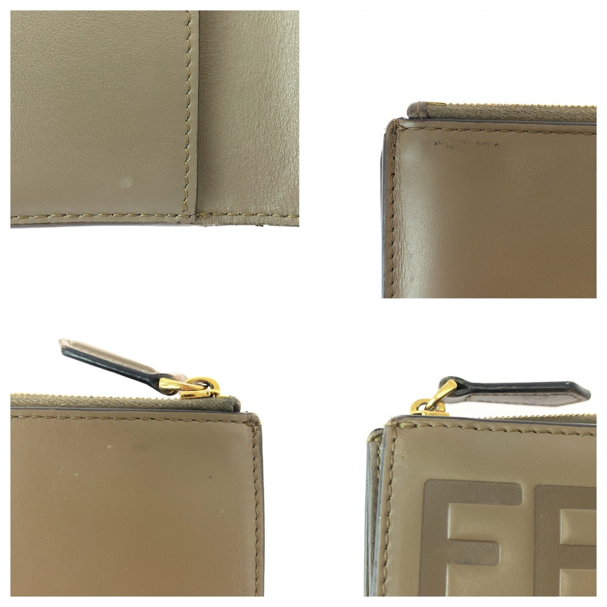 23081
FENDI フェンディ ローマ ベージュ ゴールド金具 レザー 8M0477-AAYZ-2198210 折り財布 コンパクトウォレット レディース ABP35