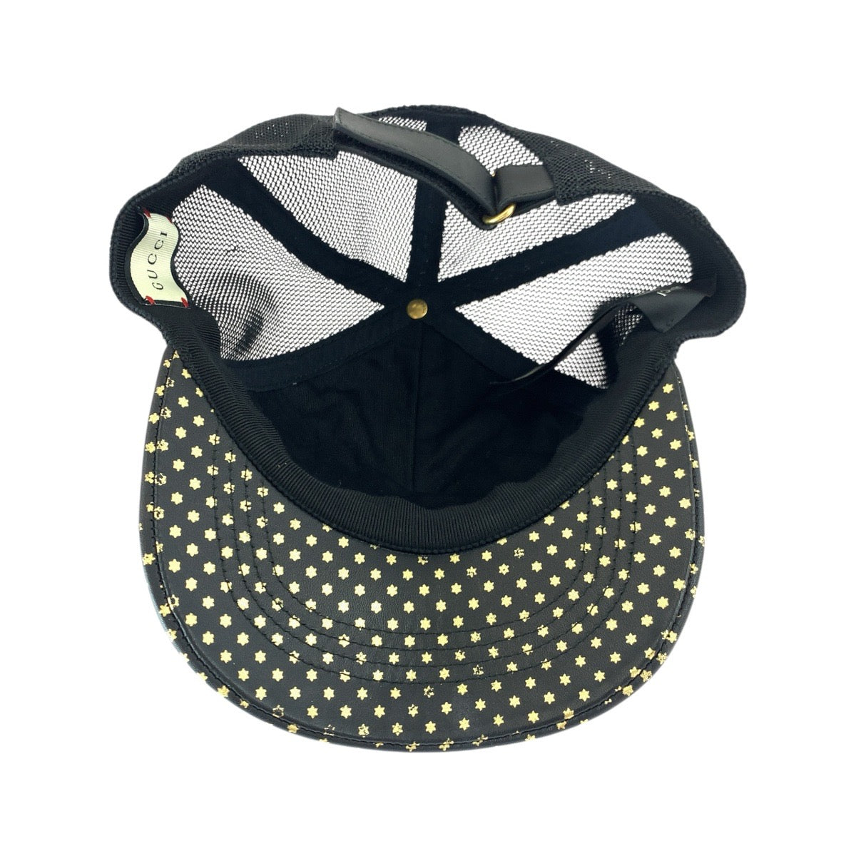 23084
GUCCI グッチ SEGAコラボ ブラック 黒 ゴールド レザー / ナイロン 426887 キャップ 男女兼用 メンズ A28