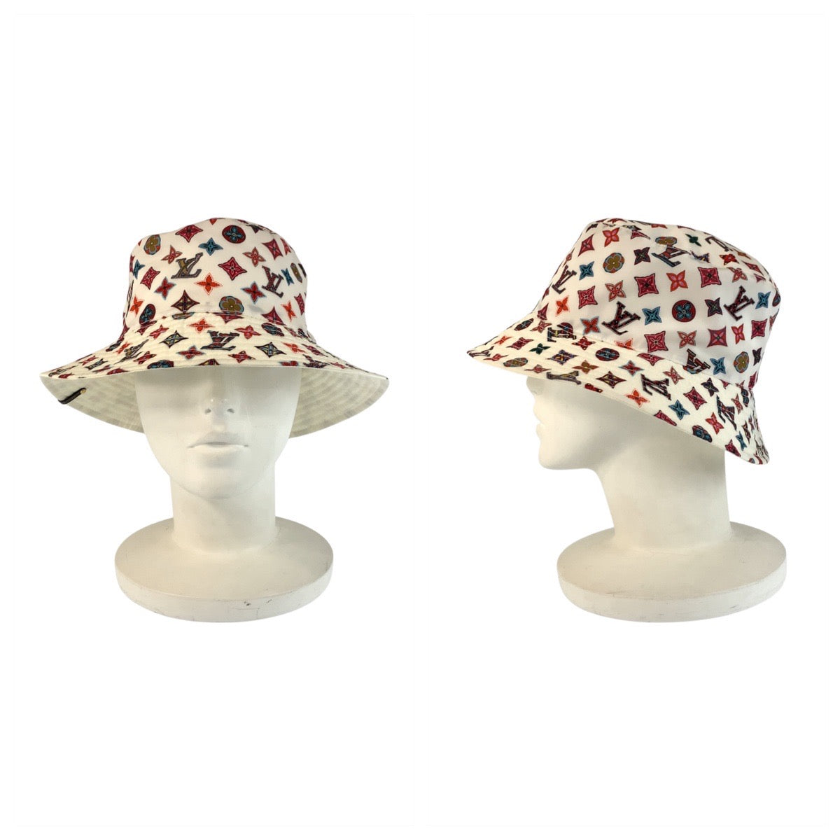 23085
LOUIS VUITTON ルイヴィトン モノグラム ボブ ラブリーグラム ホワイト マルチカラー ナイロン / ポリエステル / シルク M76718 バケットハット 男女兼用 メンズ A60