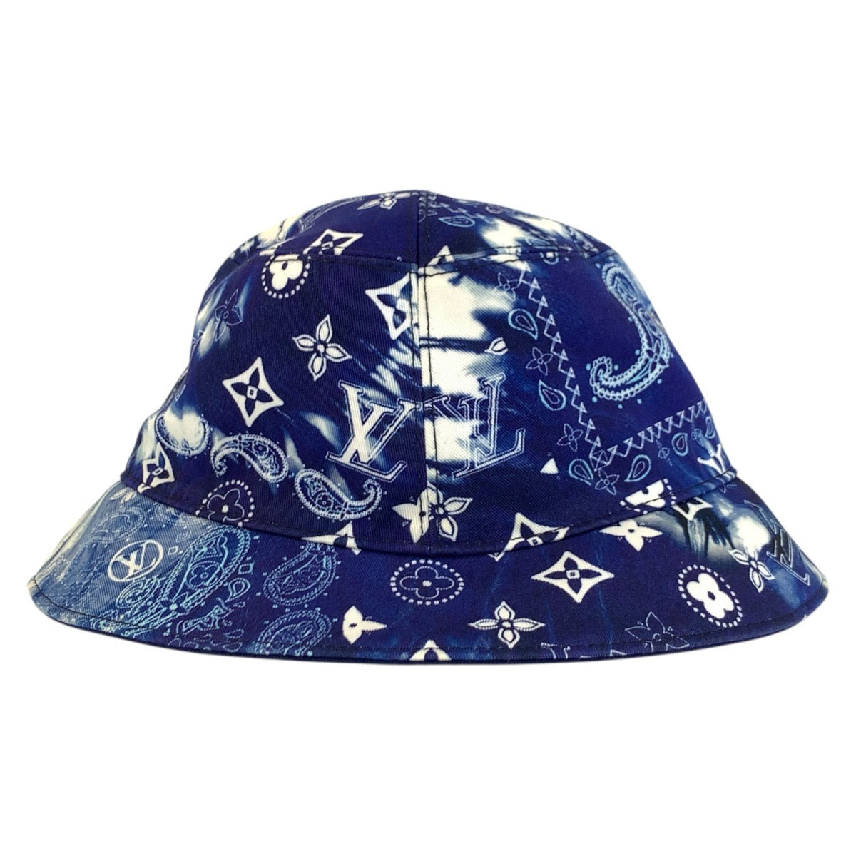 23086
LOUIS VUITTON Monogram Bandana Bonne Blue Cotton MP3344 Bucket Hat Reversible Hat Unisex Men's A56