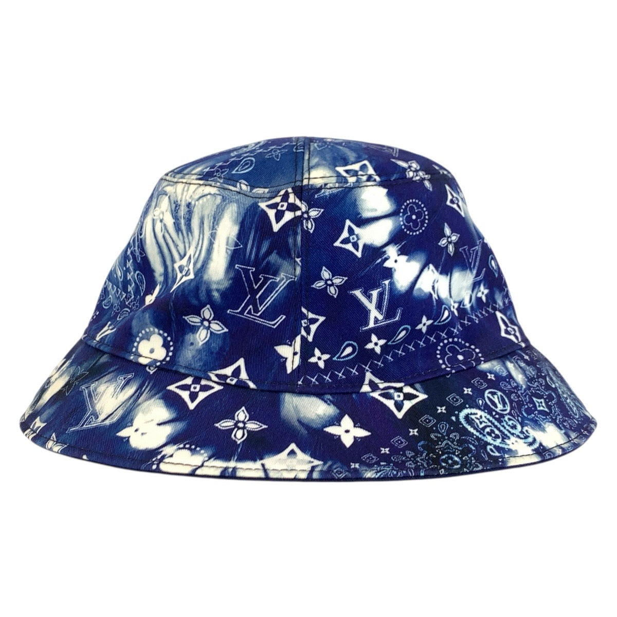 23086
LOUIS VUITTON Monogram Bandana Bonne Blue Cotton MP3344 Bucket Hat Reversible Hat Unisex Men's A56