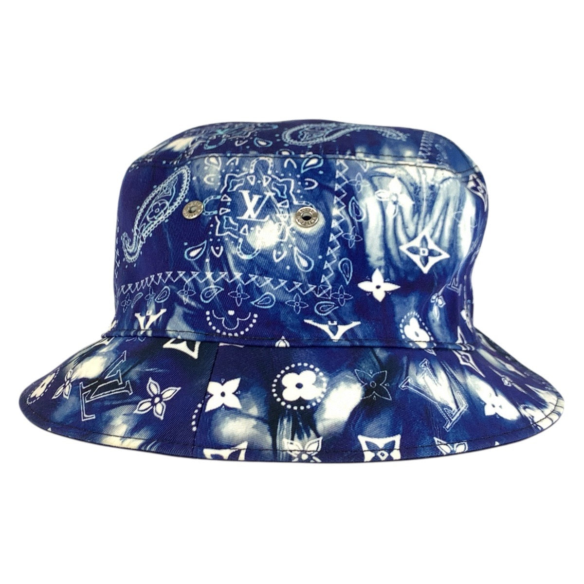 23086
LOUIS VUITTON Monogram Bandana Bonne Blue Cotton MP3344 Bucket Hat Reversible Hat Unisex Men's A56