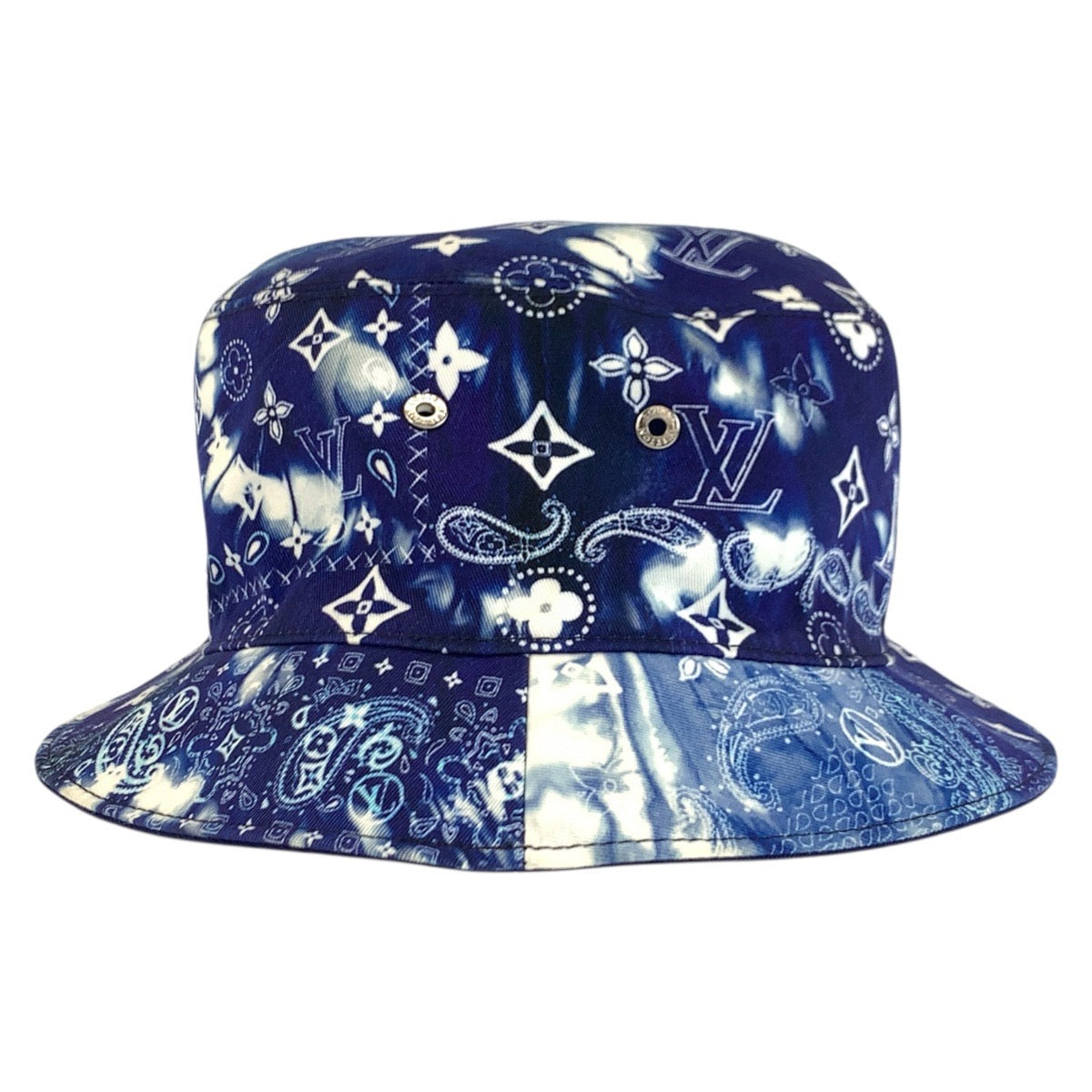 23086
LOUIS VUITTON Monogram Bandana Bonne Blue Cotton MP3344 Bucket Hat Reversible Hat Unisex Men's A56