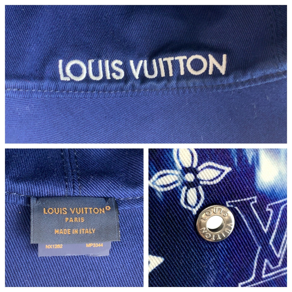 23086
LOUIS VUITTON Monogram Bandana Bonne Blue Cotton MP3344 Bucket Hat Reversible Hat Unisex Men's A56