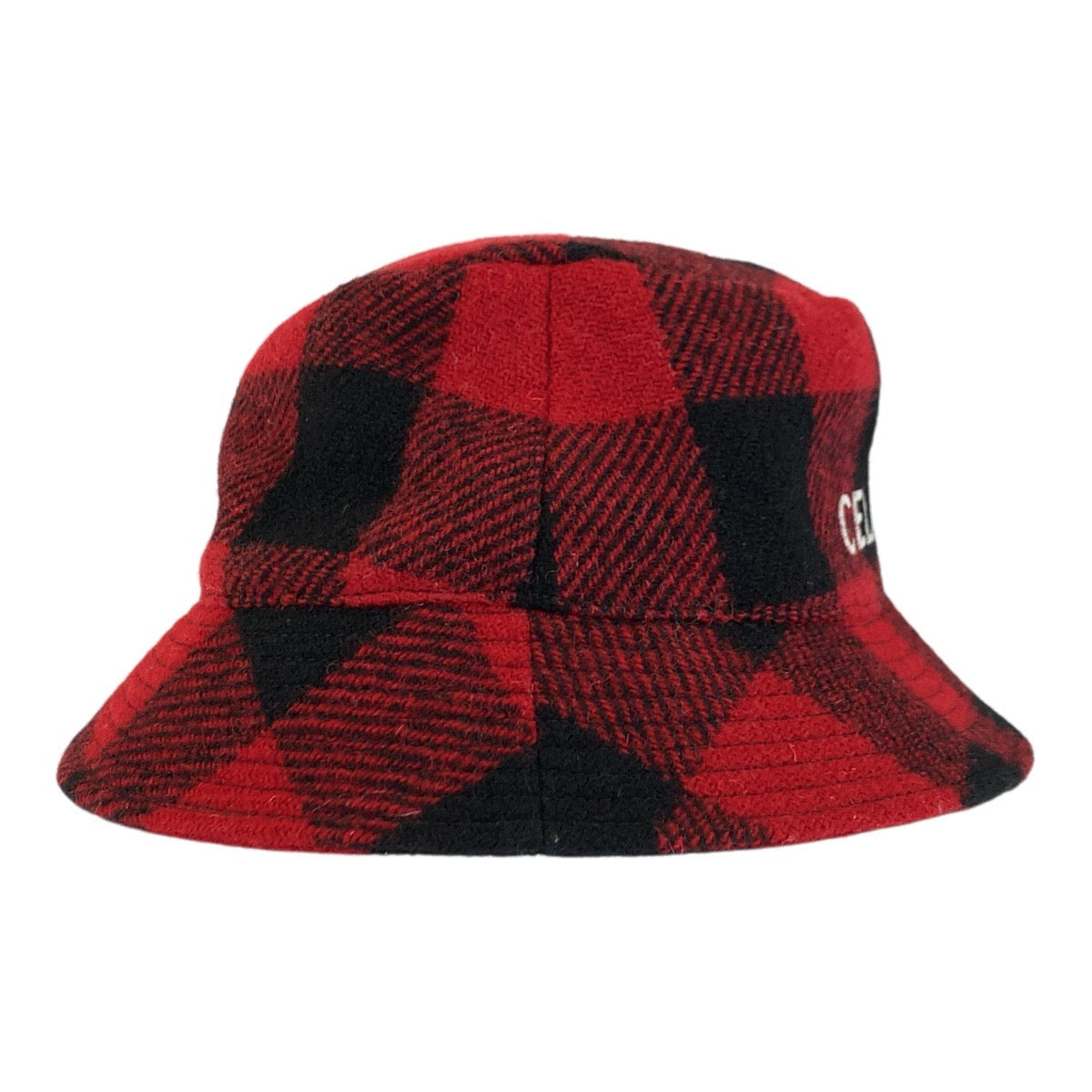 23087
CELINE セリーヌ チェック レッド ウール / ポリエステル / コットン バケットハット レディース A35