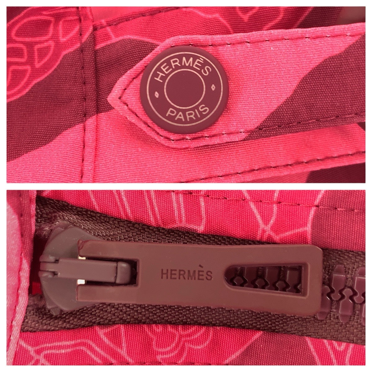 23089
HERMES エルメス Fantaisie d'Etriers サイズS ピンク ボルドー ナイロン 3E0253DW 3E0454DW セットアップ トップス ボトムス レディース A80