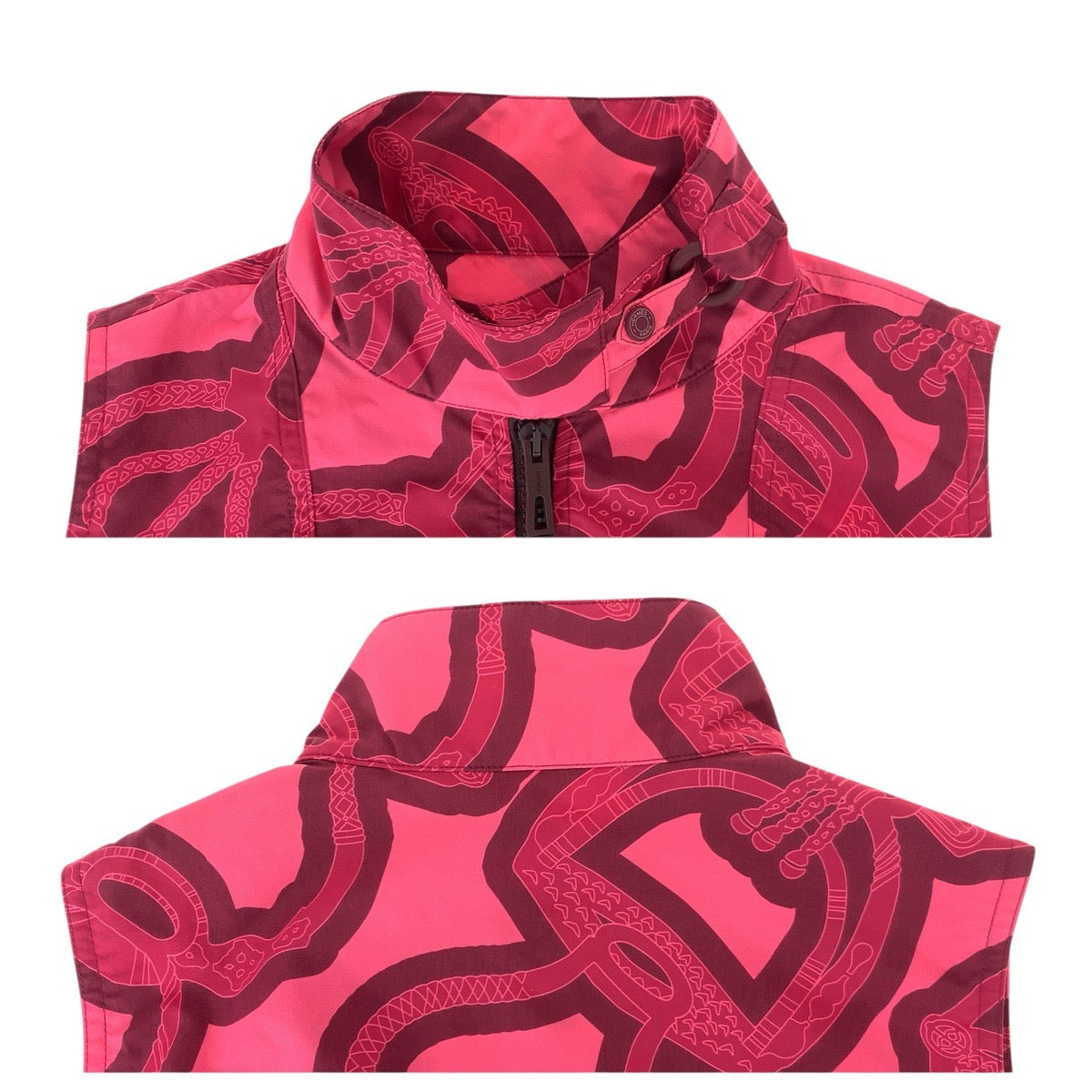 23089
HERMES エルメス Fantaisie d'Etriers サイズS ピンク ボルドー ナイロン 3E0253DW 3E0454DW セットアップ トップス ボトムス レディース A80