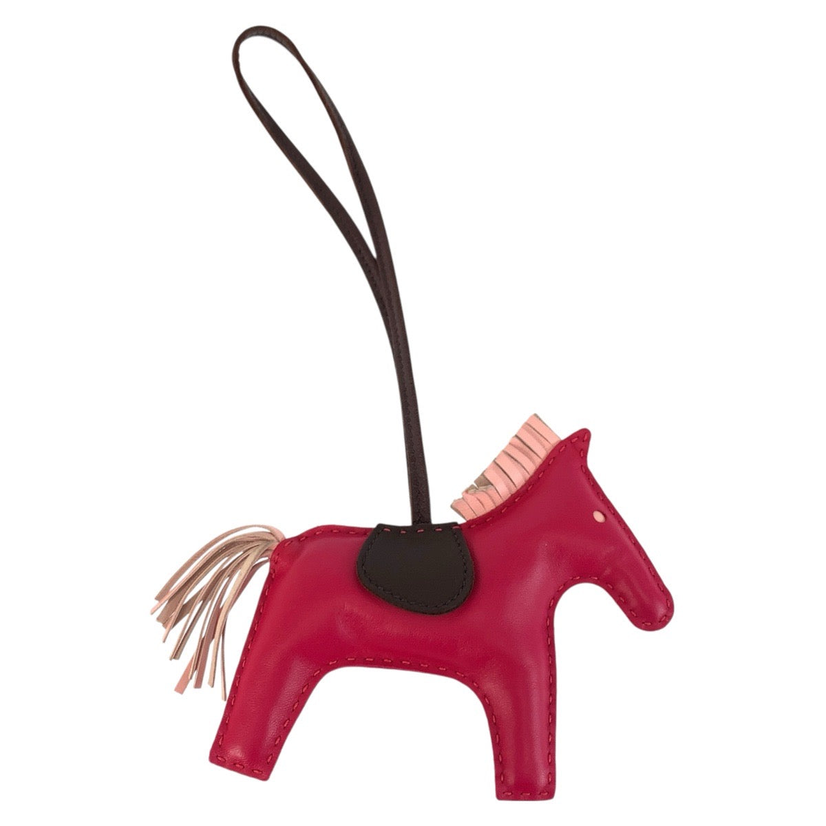 23090
HERMES エルメス ロデオ GM フランボワーズ ローズサクラ ルージュセリエ レザー キーホルダー バッグチャーム Y刻印 レディース A52