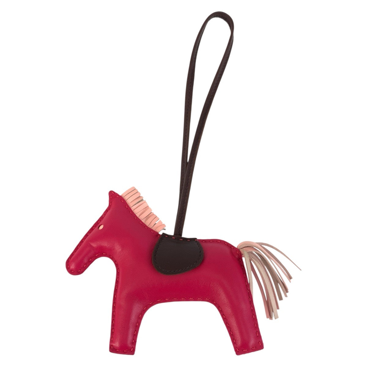 23090
HERMES エルメス ロデオ GM フランボワーズ ローズサクラ ルージュセリエ レザー キーホルダー バッグチャーム Y刻印 レディース A52