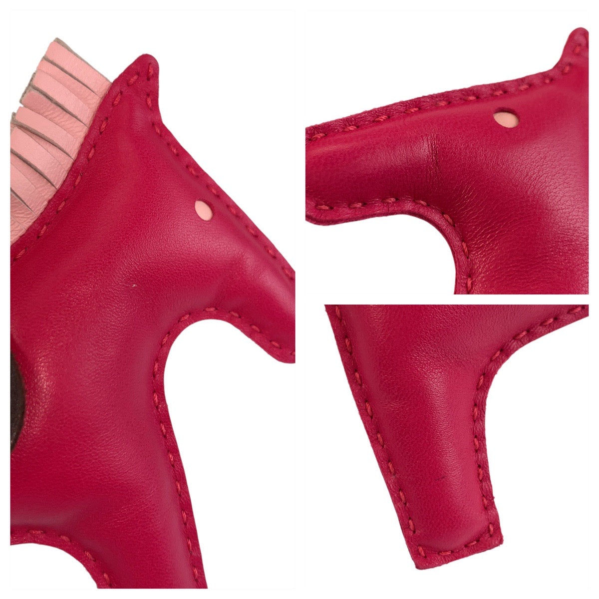 23090
HERMES エルメス ロデオ GM フランボワーズ ローズサクラ ルージュセリエ レザー キーホルダー バッグチャーム Y刻印 レディース A52