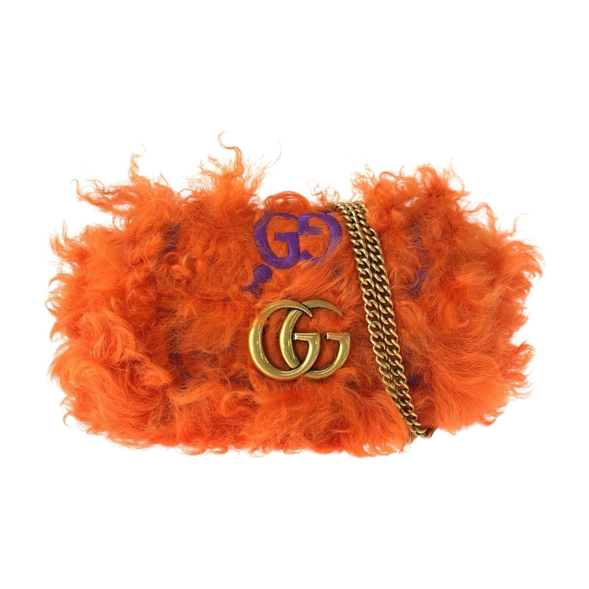 23092
GUCCI グッチ GGマーモント オレンジ ゴールド金具 ファー / レザー 476433 ショルダーバッグ ポシェット レディース A80
