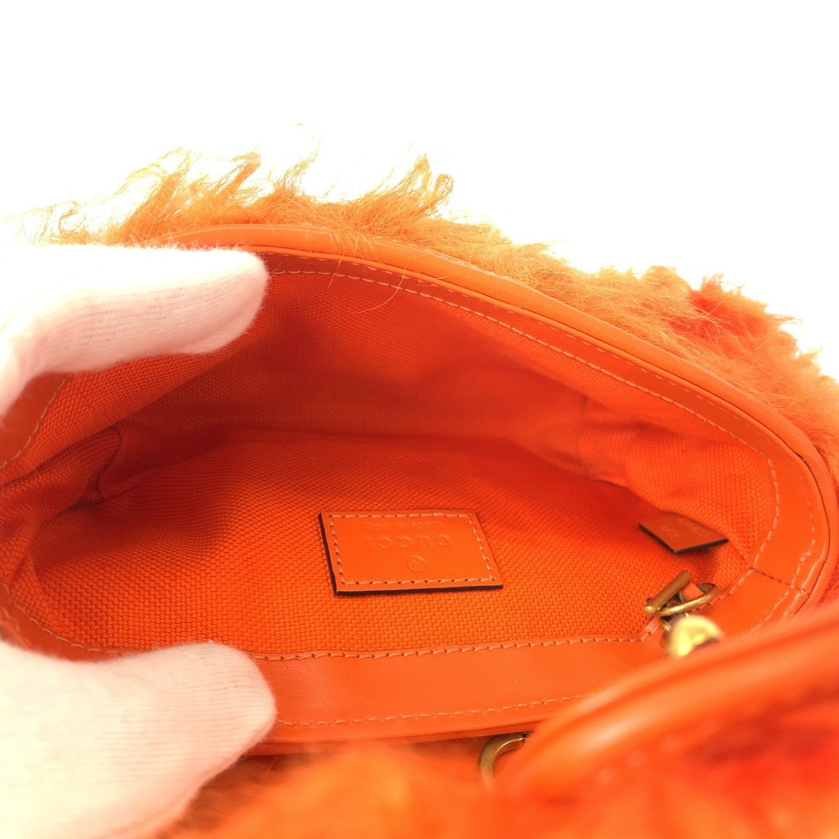 23092
GUCCI グッチ GGマーモント オレンジ ゴールド金具 ファー / レザー 476433 ショルダーバッグ ポシェット レディース A80
