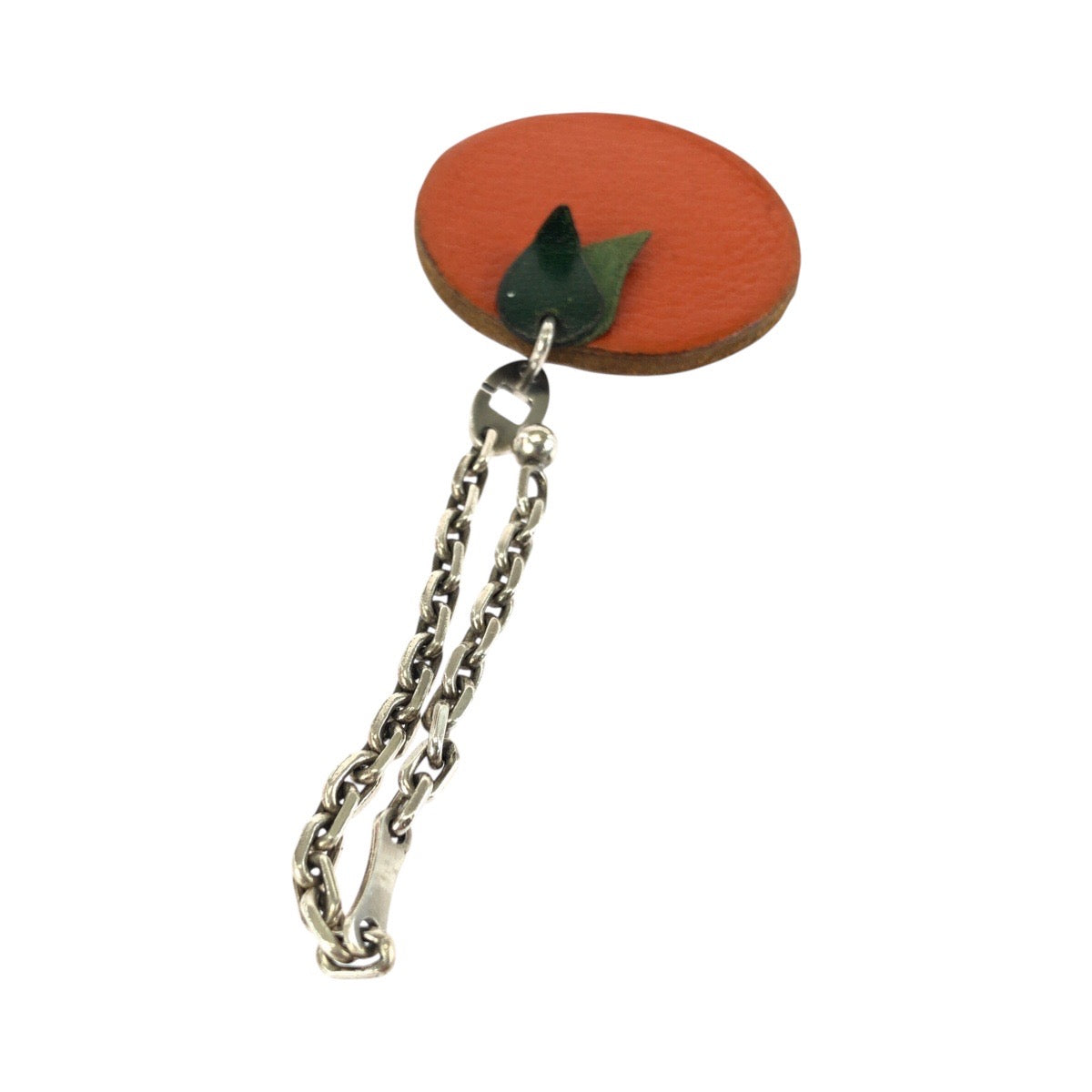 23104
HERMES エルメス フルーツチャーム オレンジ グリーン シルバー金具 レザー バッグチャーム レディース AB8