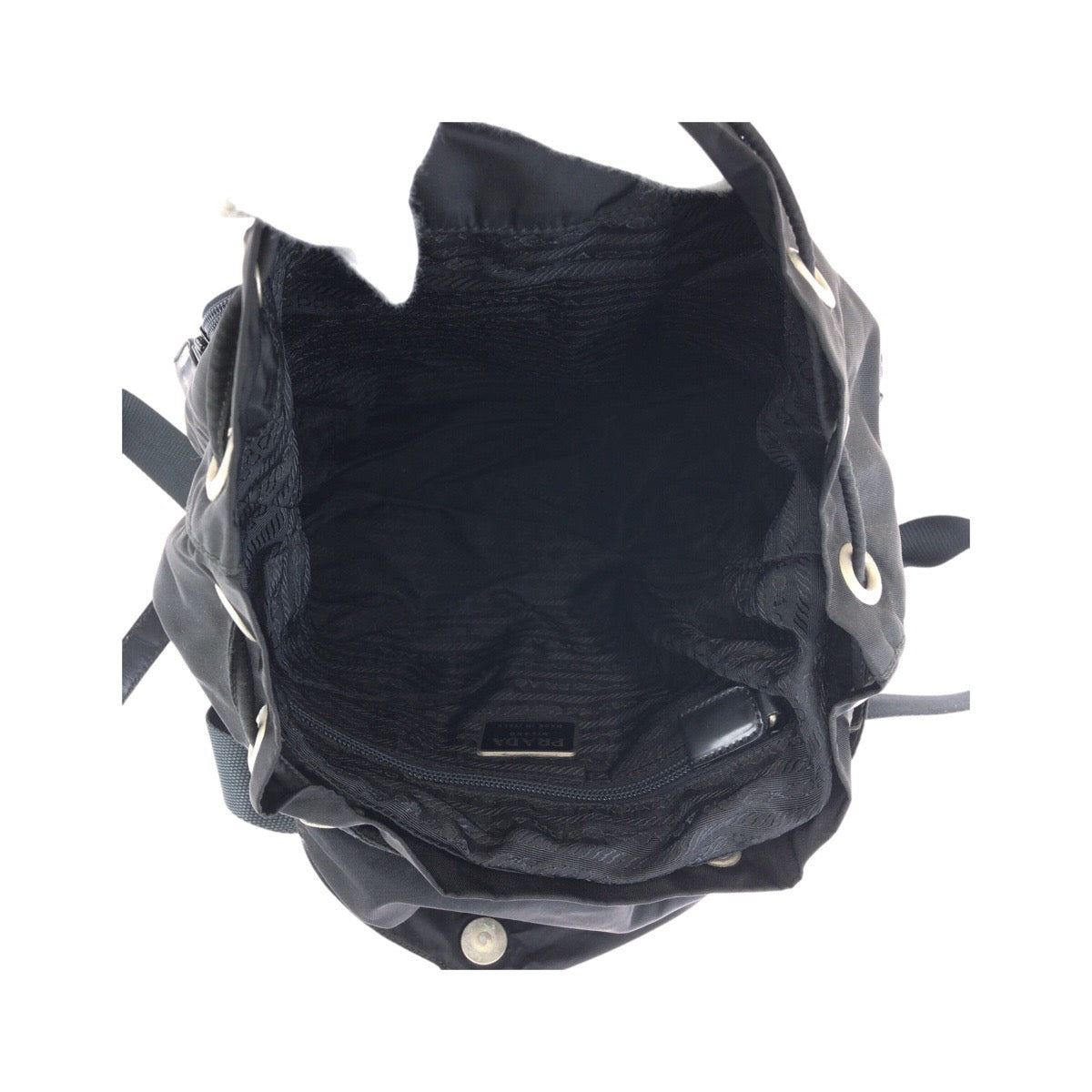 23110
PRADA プラダ テスート 三角ロゴプレート ブラック 黒 シルバー金具 ナイロン リュックサック バックパック レディース AB43