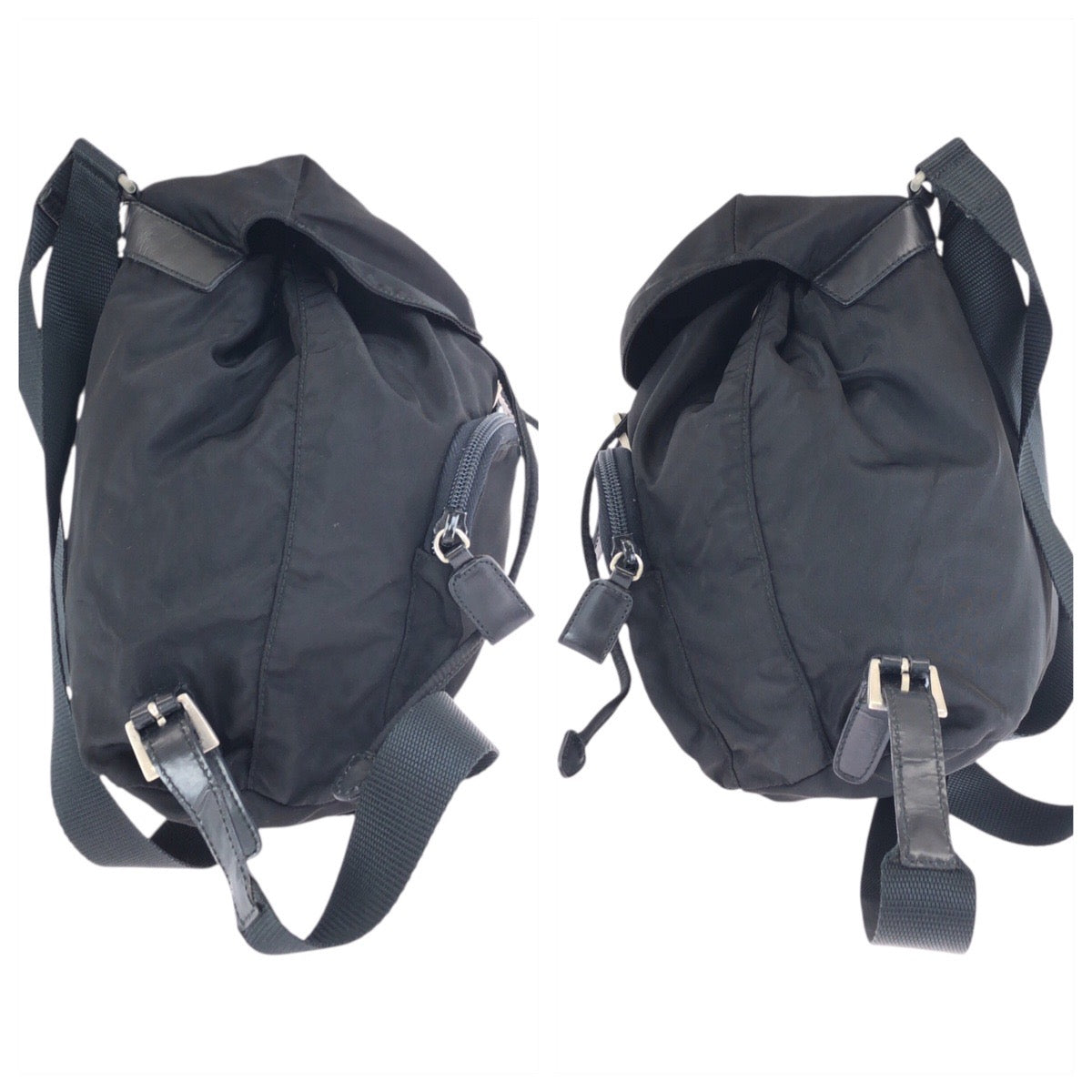 23110
PRADA プラダ テスート 三角ロゴプレート ブラック 黒 シルバー金具 ナイロン リュックサック バックパック レディース AB43