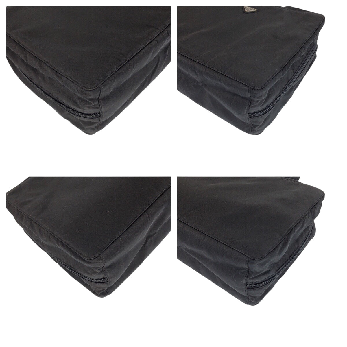 23111
PRADA Tessuto Triangle Logo Plate Black Silver Hardware Nylon Business Bag Briefcase Men's AB29