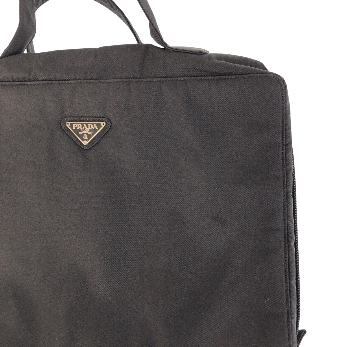 23111
PRADA Tessuto Triangle Logo Plate Black Silver Hardware Nylon Business Bag Briefcase Men's AB29