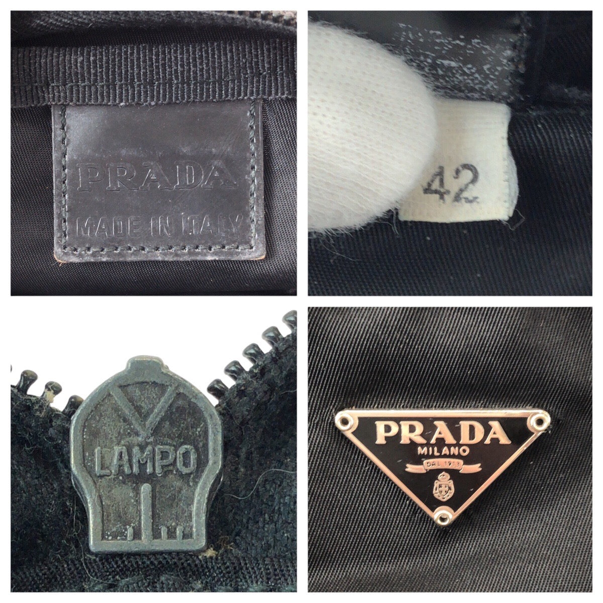 23113
PRADA プラダ テスート 三角ロゴプレート ブラック 黒 シルバー金具 ナイロン ポーチ メイクポーチ 小物入れ レディース ABP8