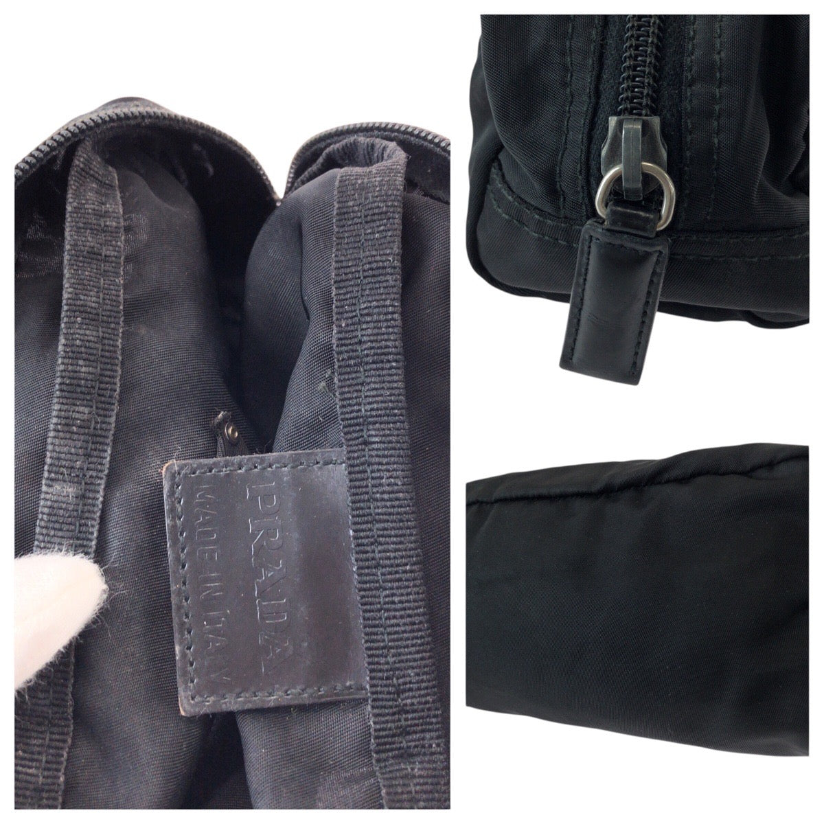 23113
PRADA プラダ テスート 三角ロゴプレート ブラック 黒 シルバー金具 ナイロン ポーチ メイクポーチ 小物入れ レディース ABP8