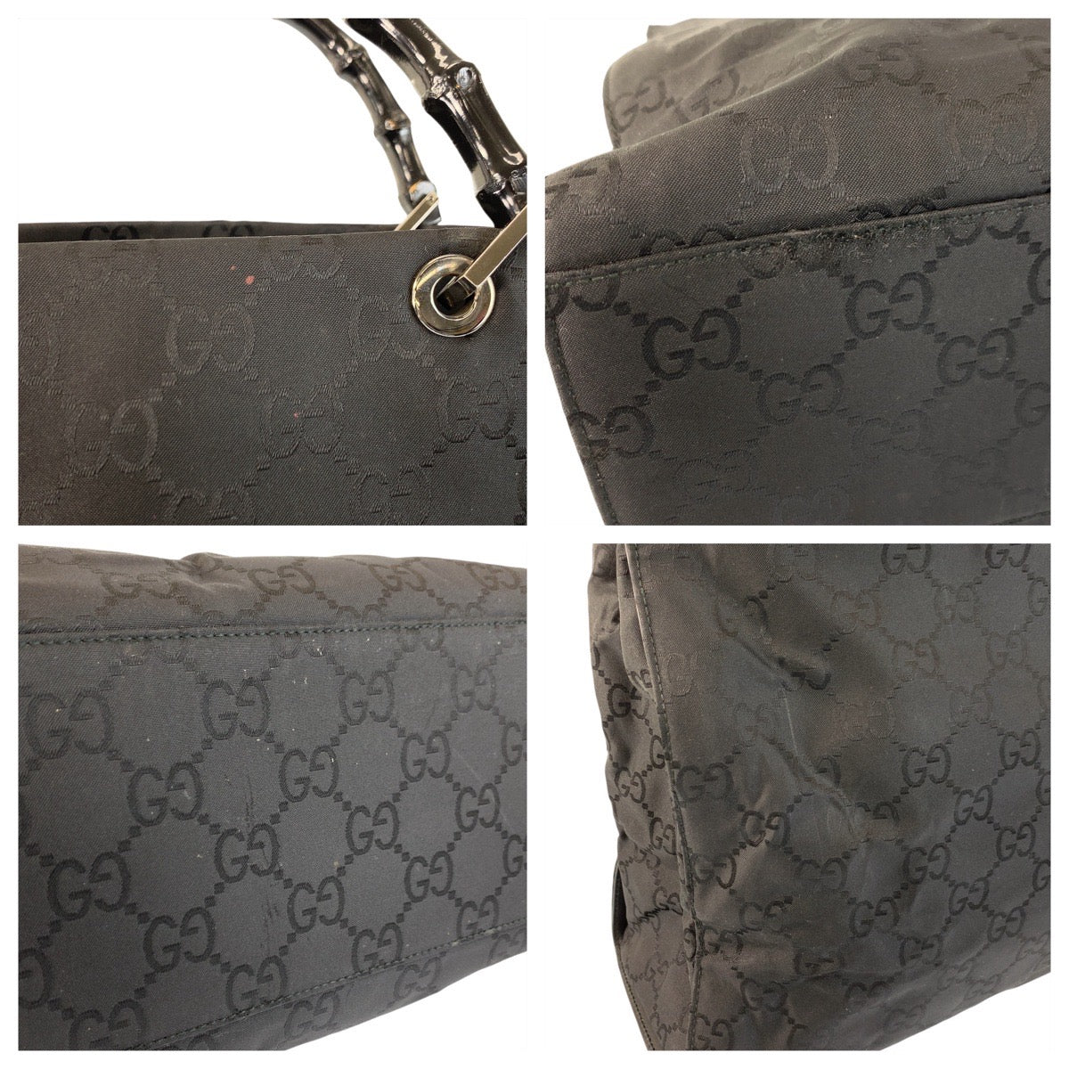 23115
GUCCI Gucci Bamboo Black Nylon 002 1015 Handbag Tote Bag Women's AB30