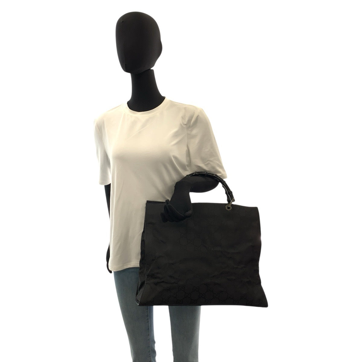 23115
GUCCI Gucci Bamboo Black Nylon 002 1015 Handbag Tote Bag Women's AB30