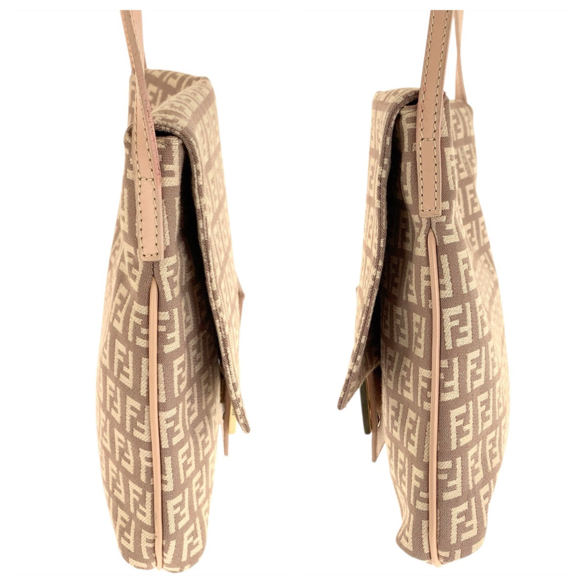 23116
FENDI フェンディ ズッキーノ ベージュ ベビーピンク ゴールド金具 キャンバス AC86201 ショルダーバッグ ポシェット レディース AB48