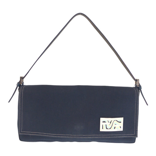 23117
FENDI フェンディ ヴィンテージ ネイビー シルバー金具 キャンバス / レザー 2415 26776 018 ハンドバッグ ショルダーバッグ レディース ABP75