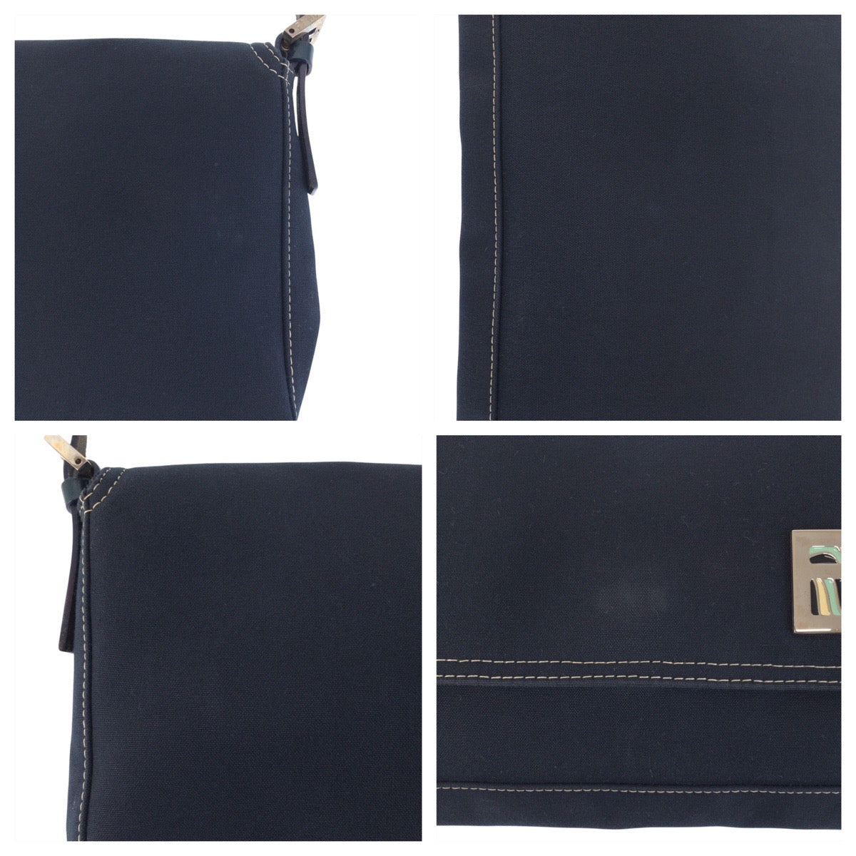 23117
FENDI フェンディ ヴィンテージ ネイビー シルバー金具 キャンバス / レザー 2415 26776 018 ハンドバッグ ショルダーバッグ レディース ABP75