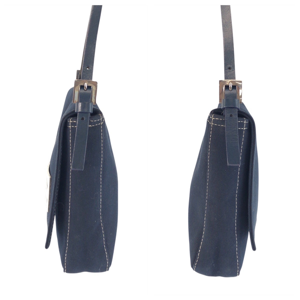 23117
FENDI フェンディ ヴィンテージ ネイビー シルバー金具 キャンバス / レザー 2415 26776 018 ハンドバッグ ショルダーバッグ レディース ABP75