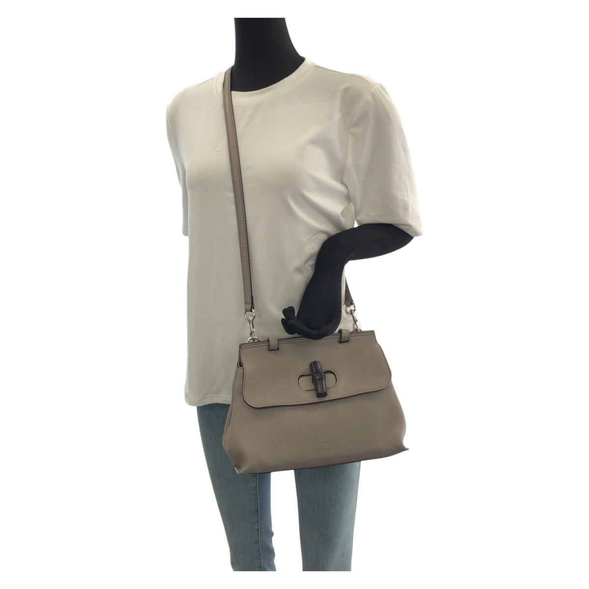 23118
GUCCI グッチ バンブー デイリー 2way グレー シルバー金具 レザー 370831 ショルダーバッグ ハンドバッグ レディース ABP63