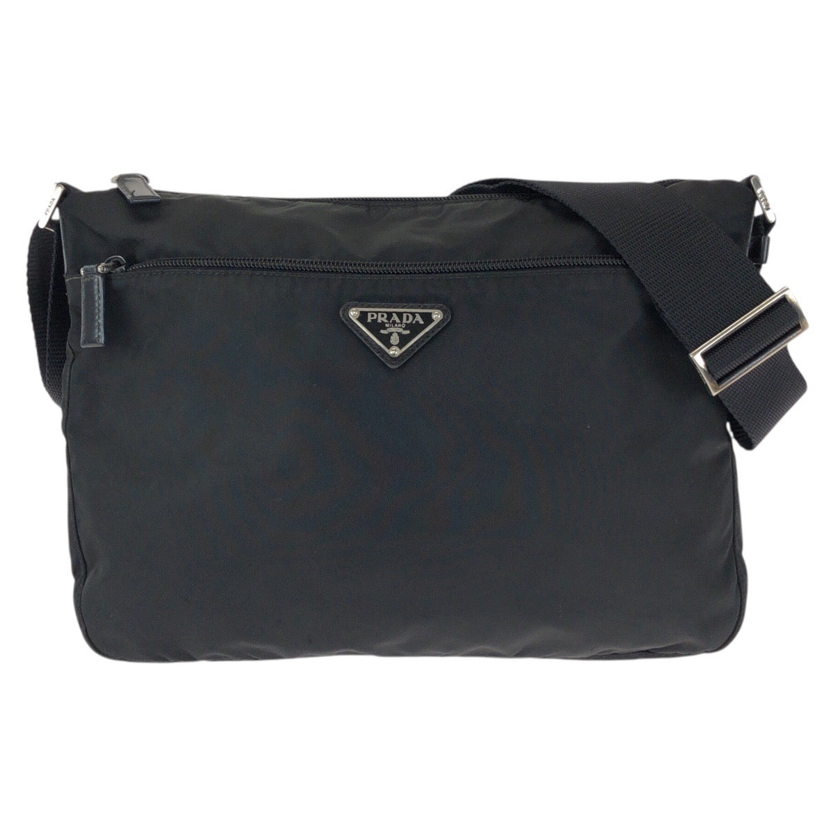 23119
PRADA プラダ テスート 三角ロゴプレート ブラック 黒 シルバー金具 ナイロン ショルダーバッグ メッセンジャーバッグ レディース ABP37