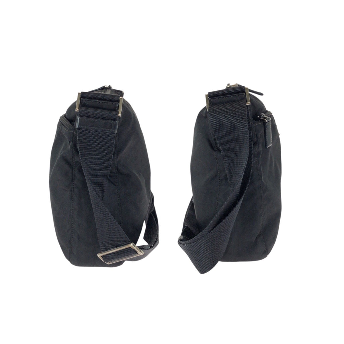 23119
PRADA プラダ テスート 三角ロゴプレート ブラック 黒 シルバー金具 ナイロン ショルダーバッグ メッセンジャーバッグ レディース ABP37