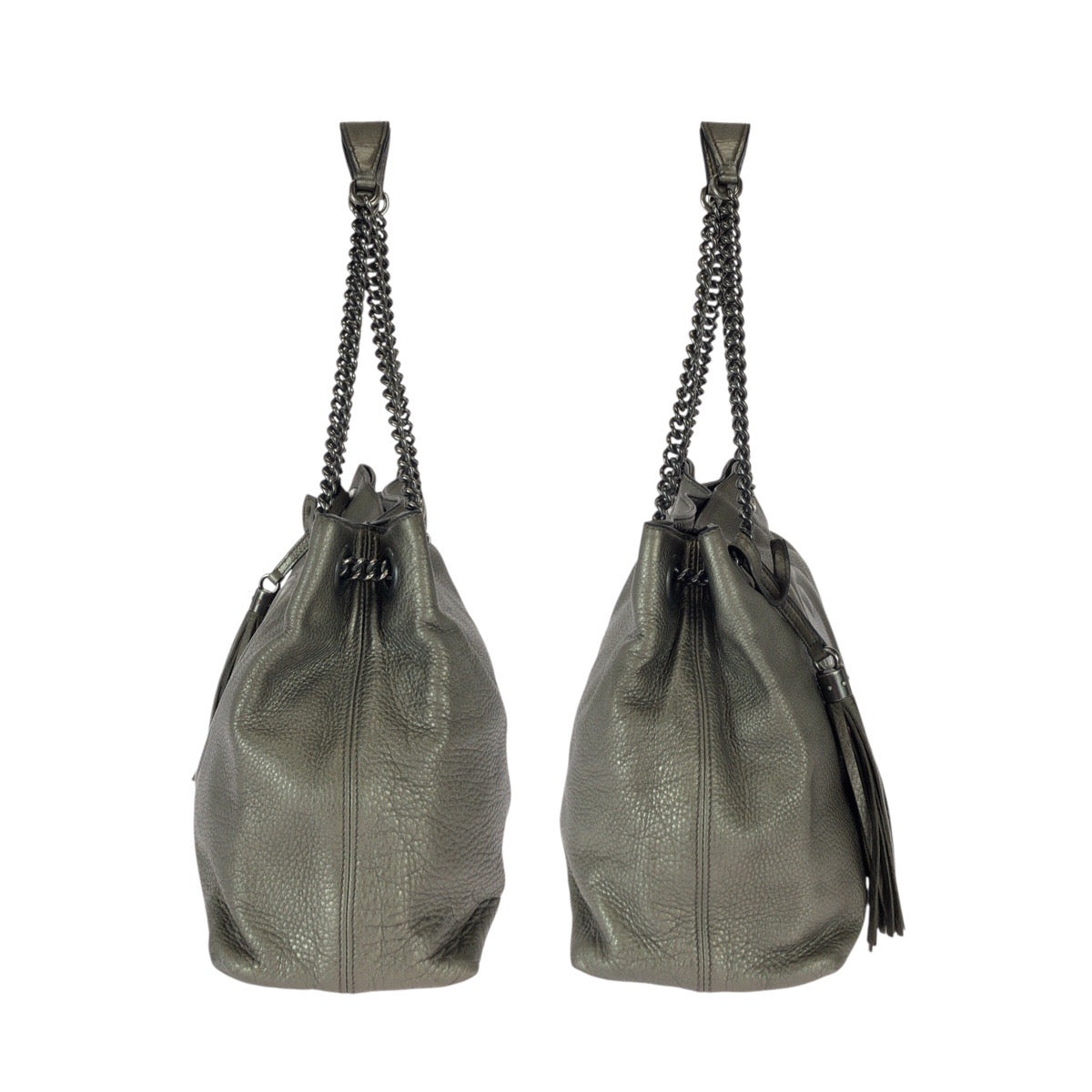 23121
GUCCI グッチ ソーホー タッセル グレー ガンメタ金具 レザー 308982 チェーンショルダーバッグ トートバッグ レディース AB64