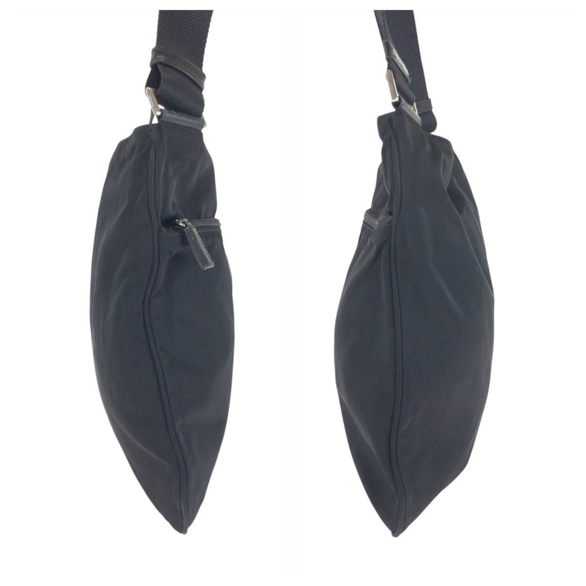 23122
PRADA プラダ テスート 三角ロゴプレート ブラック 黒 シルバー金具 ナイロン ショルダーバッグ ポシェット メンズ ABP42