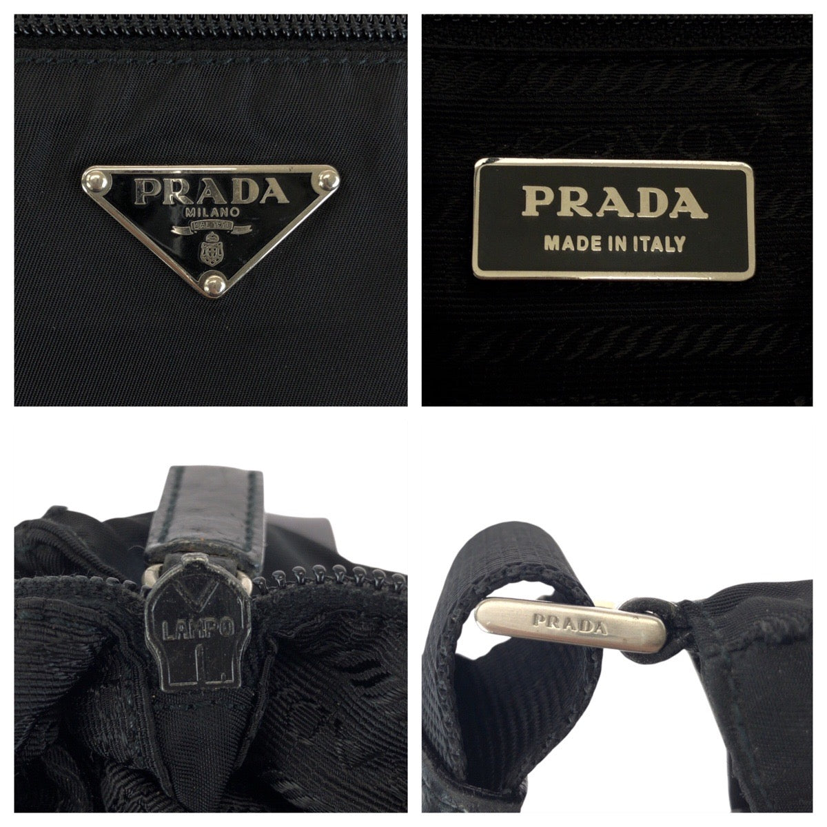 23122
PRADA プラダ テスート 三角ロゴプレート ブラック 黒 シルバー金具 ナイロン ショルダーバッグ ポシェット メンズ ABP42