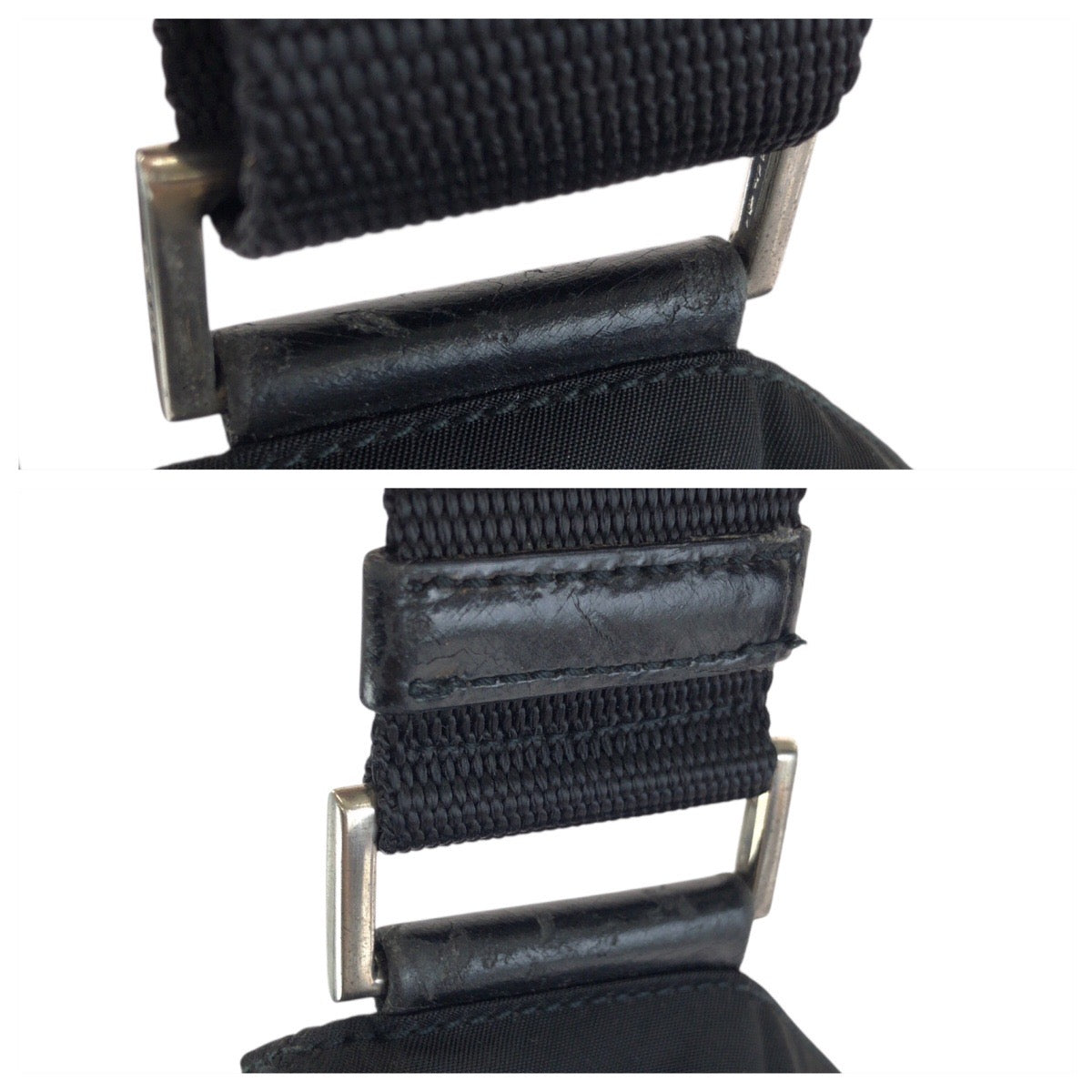 23122
PRADA プラダ テスート 三角ロゴプレート ブラック 黒 シルバー金具 ナイロン ショルダーバッグ ポシェット メンズ ABP42