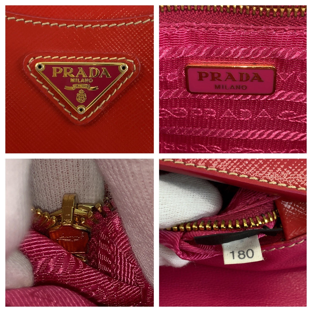23123
PRADA プラダ サフィアーノ 三角ロゴプレート レッド ゴールド金具 レザー ショルダーバッグ ポシェット レディース AB20