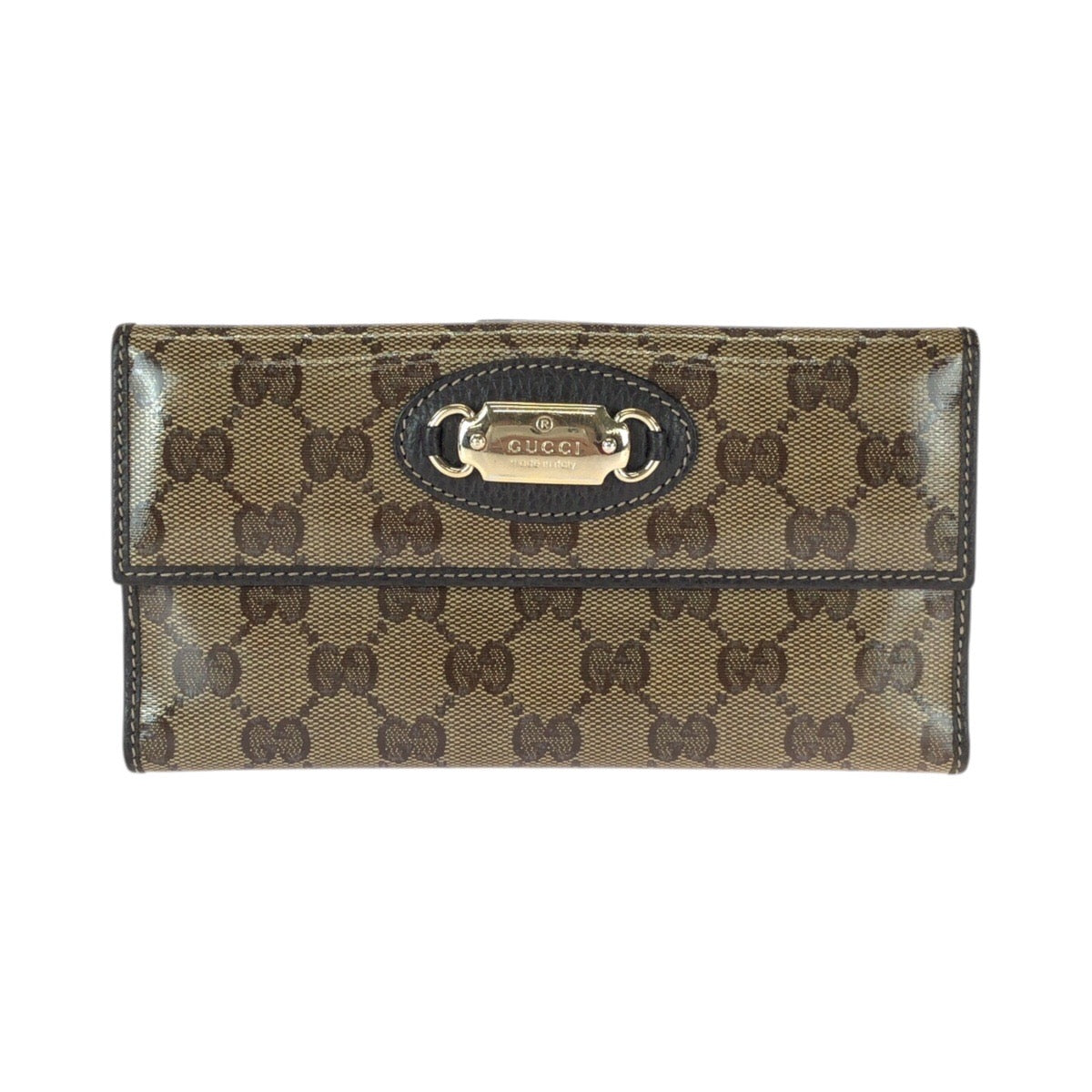 23124
GUCCI グッチ GGクリスタル ブラウン ゴールド金具 PVC / レザー 231841 長財布 ロングウォレット レディース A35